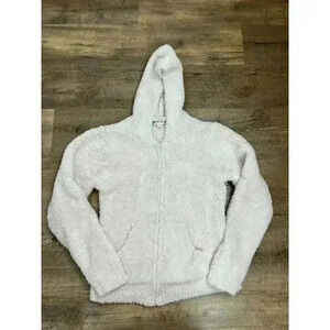 Barefoot Dreams CozyChic Plush Hoodie Sweater Full Zip Jacket Pink Size XL *Read